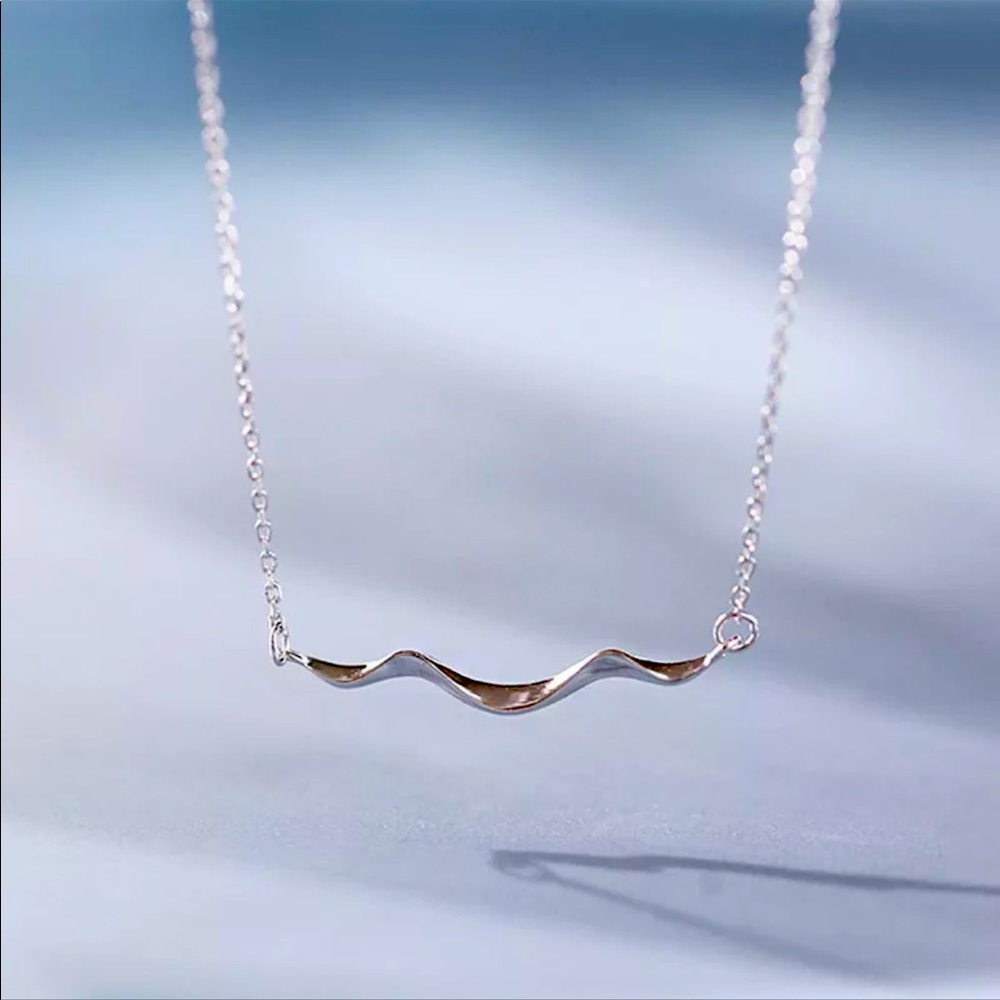🦋Sterling Silver 925 Wave 🌊 Necklace, 15”+2”